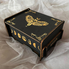 Wiccan Wooden Box with Bottles Jewelry Box Witch Altar Box Tarot Box Skull Moth picture