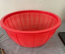 Vintage HUGE 15” wide 7” deep red plastic strainer  bowl Colander multi use picture