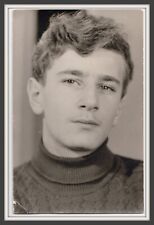 Handsome young man boy teen Interesting face Beautiful eyes Russia vintage photo picture
