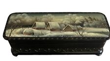 Ukrainian Russian Lacquer Signed Hinge Box Winter Countryside Kremlin? Cathedral picture