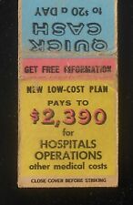 1940s? Hospital Plan Beneficial Life Insurance Co Offer Los Angeles CA Matchbook picture