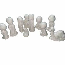 80’s Vintage Nativity Scene Ceramic Figures White Glazed 10 PCS Duncan 1”-5”Tall picture
