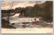 Trenton Falls NY~Mill Dam Falls Rail Road Bridge~Hand Colored~Rotograph~c1905 PC picture