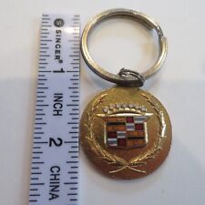 Vintage Wayne Stead Cadillac Logo Shield Gold Metal Crest Keychain 3