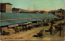 Vtg 1909 French Market Horses Wagons New Orleans Louisiana LA Postcard picture
