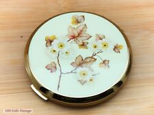 Stratton White and Gold Floral-Vintage Ladies Powder Compact -0vi picture