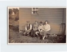 Postcard Vintage Photo of a Family Sitting Outside Their House picture