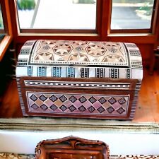Exquisite Handcrafted Mother of Pearl Inlaid Wooden Keepsake Box Trinket Box S picture