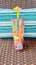 STARBUCKS Summer 2024 Flower Field Straw Topper Venti 24 Oz Cold Cup Tumbler NWT picture