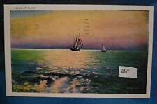 1937 PC Ocean Twilight Ocean Vity NJ colorize postmarked sailboat chnor quality picture