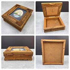 Vintage Primitive Rustic Wood Storage Box Hinged Lid FATHERS ARE Hand Made picture