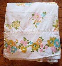 Vintage Penneys Penn Prest Fashion Manor Twin Flat Sheet Floral Eyelet Percale picture