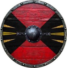 Vintage Roman Shield Wooden Round Real Antique Decor Collectible Multi Shield picture