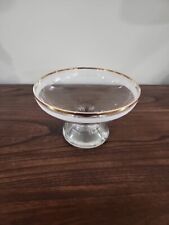 RARE Vintage 24% Lead Crystal Etched Clear Compote Bowl Trimmed In Gold- 8