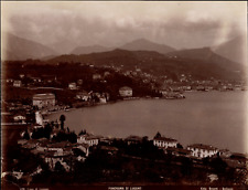 Italy, Lake Lugano, panorama, Ed. Bosetti Vintage print, albumin print  picture