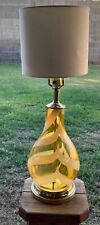 Vintage EMPOLI? MURANO? Yellow Amber Gold Twist Swirl Glass MCM LAMP picture