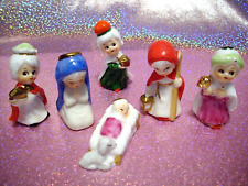 🎁i💗* Vtg NAPCO Miniature Christmas Jesus Holy Family Wiseman Nativity Set BLUE picture