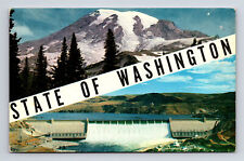 Multi-View Greetings Mt Rainier Grand Coulee Dam Washington WA Postcard picture