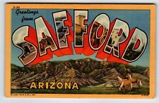 Greetings From Safford Arizona Large Letter Linen Postcard Curt Teich Unused picture