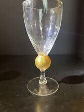 Stunning Union Street Glass Manhattan Gold Wine Glass 7 1/4 Tall Signed picture