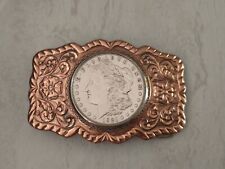 Vintage Bell Trading Post 1921 Silver Morgan Dollar Copper & Silver Belt Buckle picture