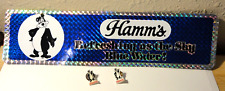 Hamm's Beer Shiny Bumper Sticker Refreshing As The Sky Blue Water + Pins Vintage picture