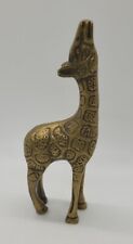 Vintage Solid Brass Baby Giraffe Figurine Standing Head Up 5-1/4