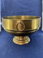 Vintage Large 11.5” HEAVY Solid Brass Bowl with Handles Jardiniere Centerpiece picture