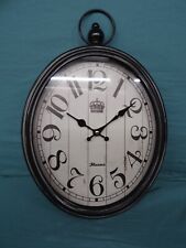 Musaoz Oval Wall Clock Silent non Ticking Black 16 inch (A7) picture