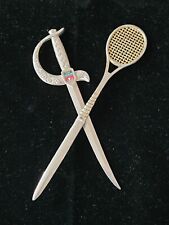 2 Vtg PARIS France Sword And Tennis Racquet Stainless Steel Envelope Opener.OBO picture