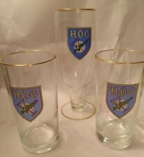 Vintage Gold Banded Cocktail Tumbler Glasses High-Ball MCM Barware Set of 3 RARE picture