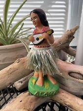 Vintage 6” Bobble ALOHA Hula Girl Figurine with ukelele - Exclusive K. N. Japan picture