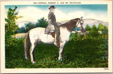 General Robert E. Lee on Horse Traveller Vintage Linen Postcard B25 picture