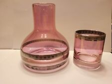 Vtg Bombay Lavender Glass Tumble Up Carafe wGlass Silver Trim Heavy Bases Poland picture