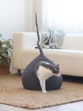 Deluxe Handcrafted Felt Cozy Cat Cave w Tail Spacious & Stylish picture