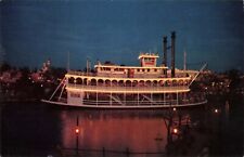 Mark Twain Steamboat at Night Rivers of America Frontierland Disneyland c1960 PC picture