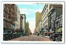 c1920s Summit Street Looking South Business Section Toledo Ohio OH Cars Postcard picture