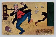 c1907 UDB Postcard Angry Man Wrong Number Convo PCK Peacock Series picture