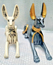 2x  Ebros Anubis  Egyptian God of afterlife  Handmade Stone white& Black picture