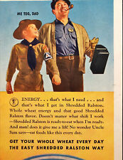 1943 Shredded Ralston Cereal Bite Size Breakfast Boy Scout Vintage Print Ad picture