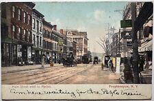 Main Street Poughkeepsie New York Trolly Horse Carriage Postcard c1900s picture