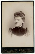 CIRCA 1800'S CABINET CARD Beautiful Young Woman Smile Dress Smith Asbury Park NJ picture