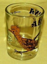 ARIZONA GLASS ROAD RUNNER BIRD SOUVENIR SHOT BAR BARWARE GOLD FEDERAL VINTAGE* picture