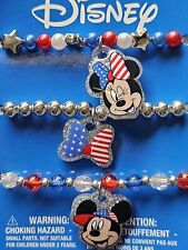 3 PC CLAIRE'S DISNEY MICKEY MINNIE MOUSE FOURTH OF JULY FLAG STRETCH BRACELETS picture