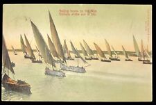 Postcard Egypt Sailing Boats on Nile River  Vegnios & Zachos Vintage picture