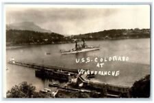 c1920's USS Colorado Port View Villefranche-sur-Mer France RPPC Photo Postcard picture