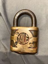 Lock Old Vintage Brass Padlock Yale Mfg Co Made In USA Collectible NO key NH5717 picture