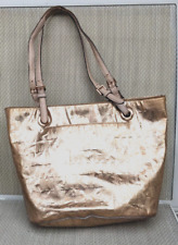 Michael Kors Gold Metallic Tote Bag, Leather Handles 26