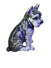Vtg Ceramic Scottish Terrior Dog Statue - 10” tall x 8” long x 5” Black White picture