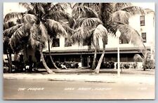 Lake Worth FL Huge Palm Trees in Front of The Florida Hotel~Birdbath RPPC 1940s picture